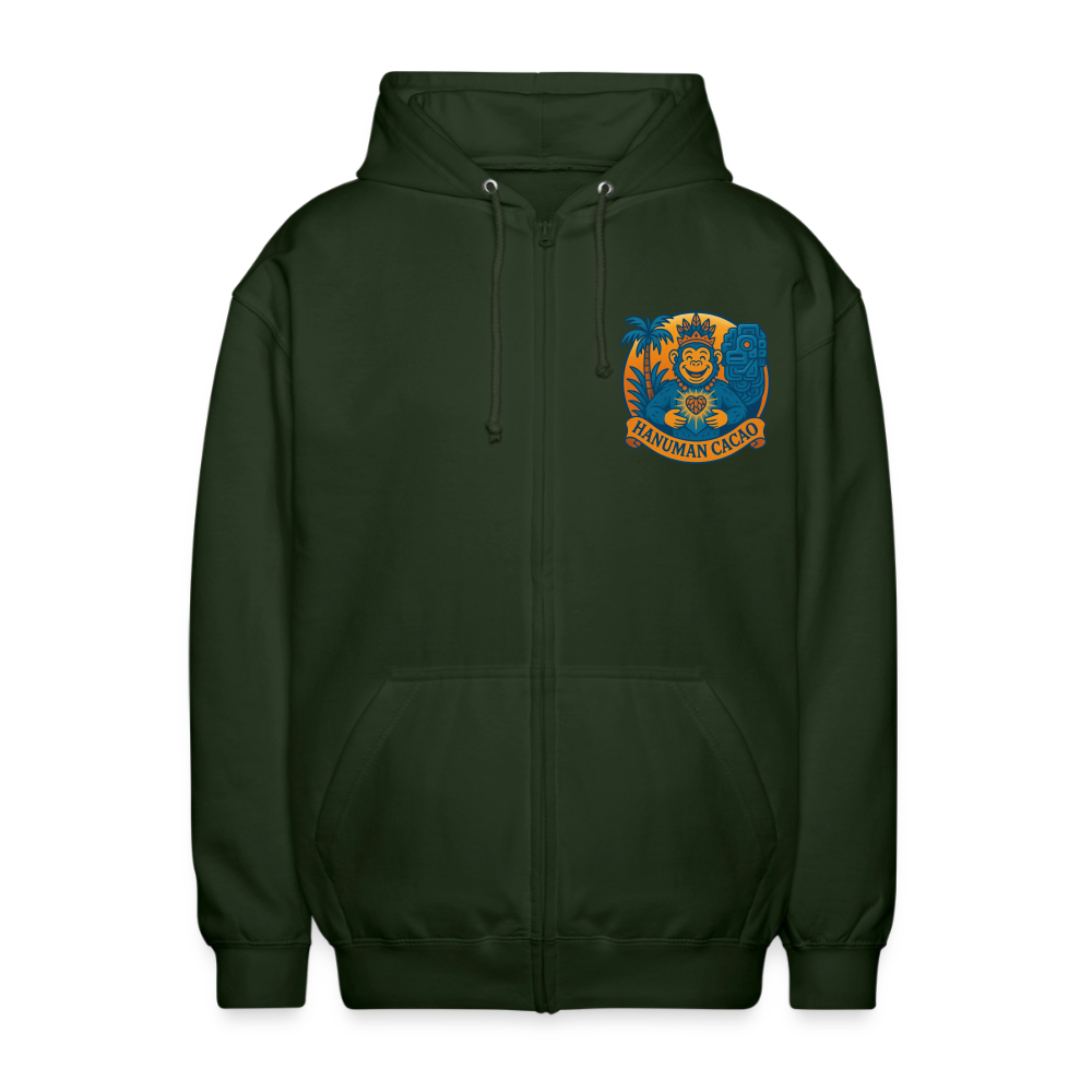 Unisex Hooded Jacket Classic Hanuman Logo - forest green