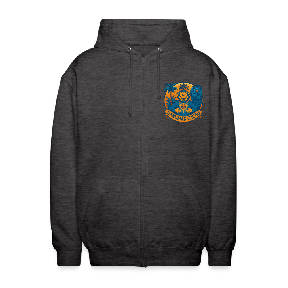 Unisex Hooded Jacket Classic Hanuman Logo - charcoal grey