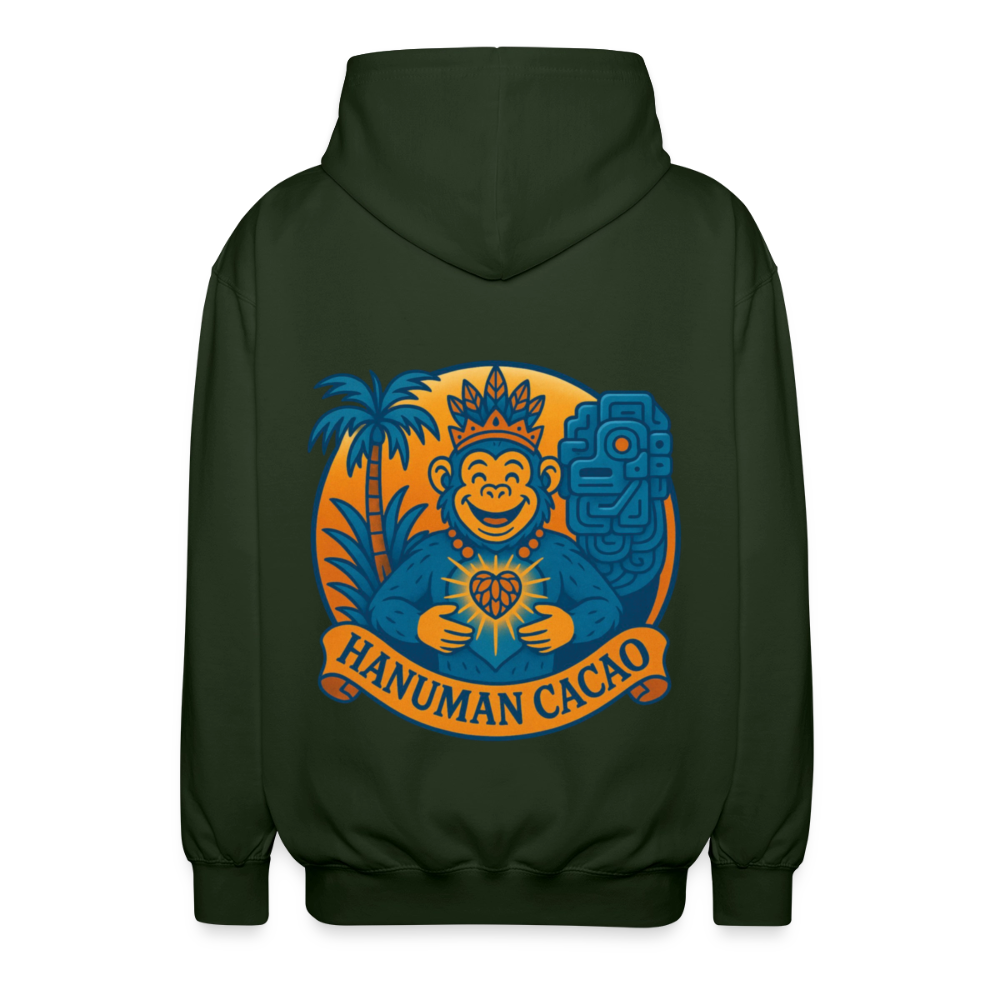 Unisex Hooded Jacket Classic Hanuman Logo - forest green