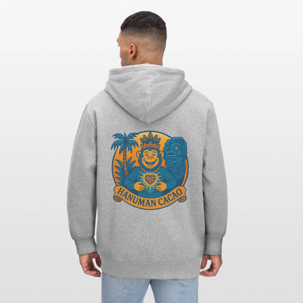 Stanley/Stella CULTIVATOR  Unisex Organic Hooded Jacket Classic Hanuman Logo - heather grey