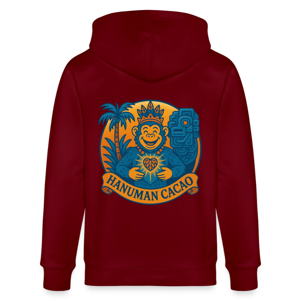 Stanley/Stella CULTIVATOR  Unisex Organic Hooded Jacket Classic Hanuman Logo - burgundy