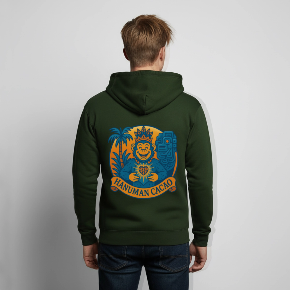 Unisex Hooded Jacket Classic Hanuman Logo - forest green