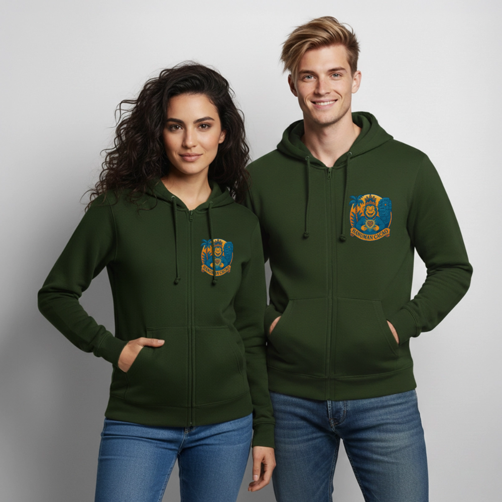 Unisex Hooded Jacket Classic Hanuman Logo - forest green