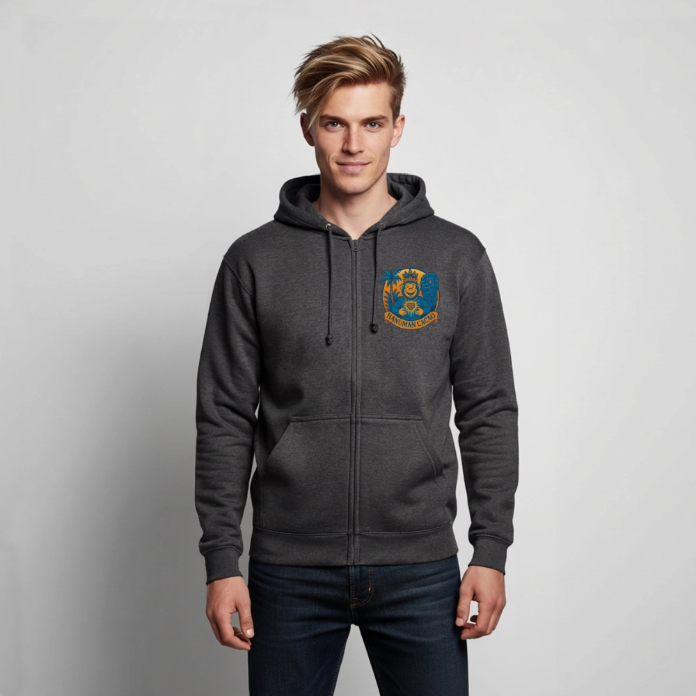Unisex Hooded Jacket Classic Hanuman Logo - charcoal grey