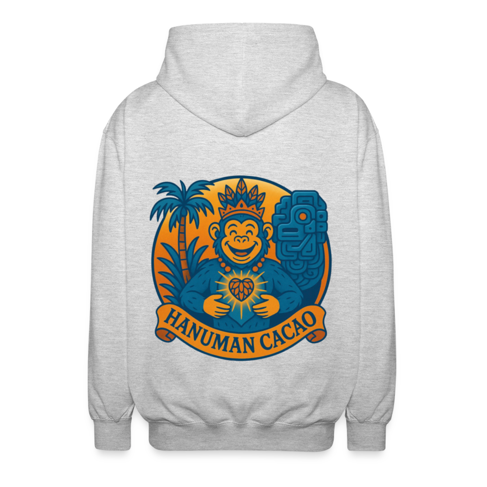 Unisex Hooded Jacket Classic Hanuman Logo - light heather grey