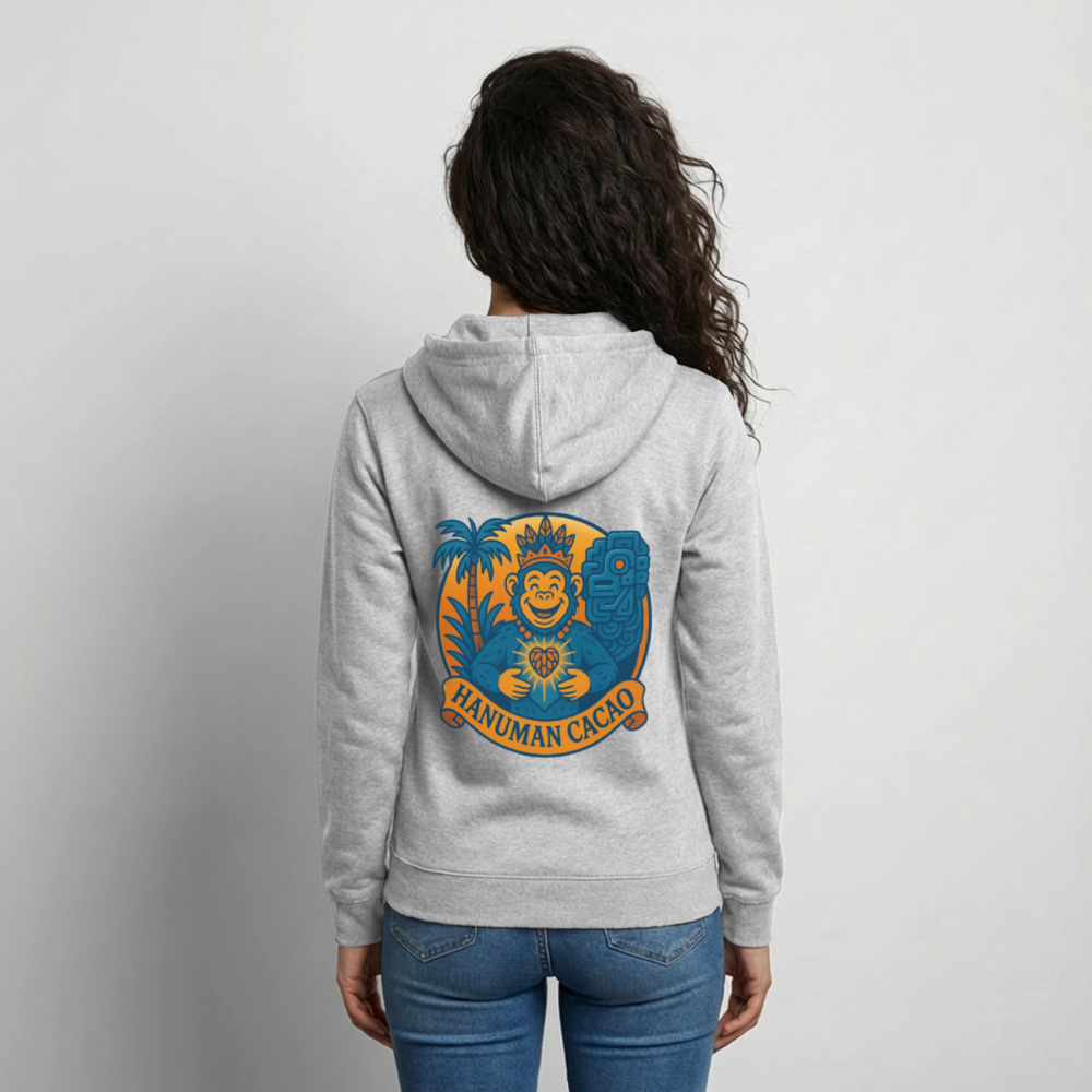Unisex Hooded Jacket Classic Hanuman Logo - light heather grey