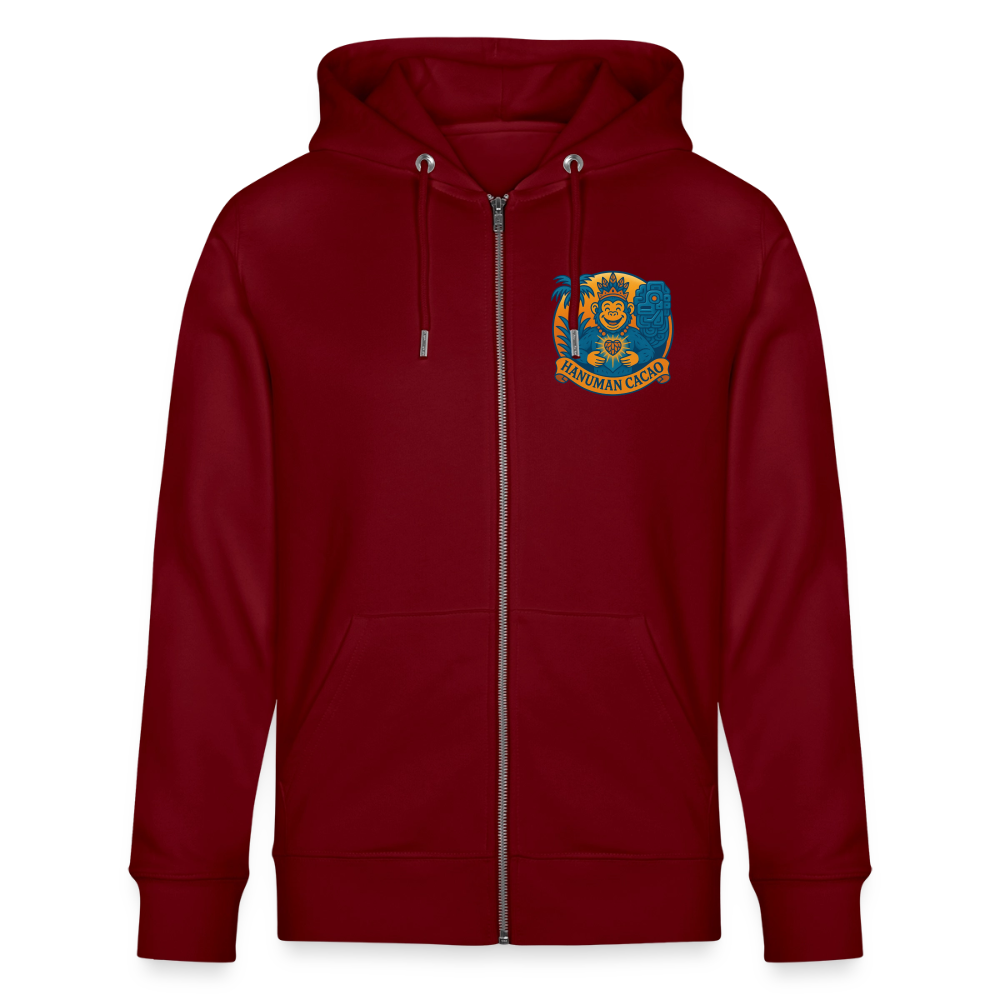 Stanley/Stella CULTIVATOR  Unisex Organic Hooded Jacket Classic Hanuman Logo - burgundy