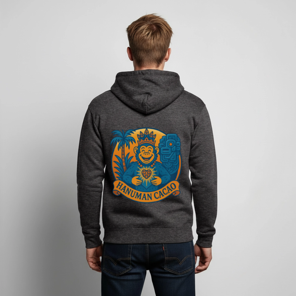 Unisex Hooded Jacket Classic Hanuman Logo - charcoal grey