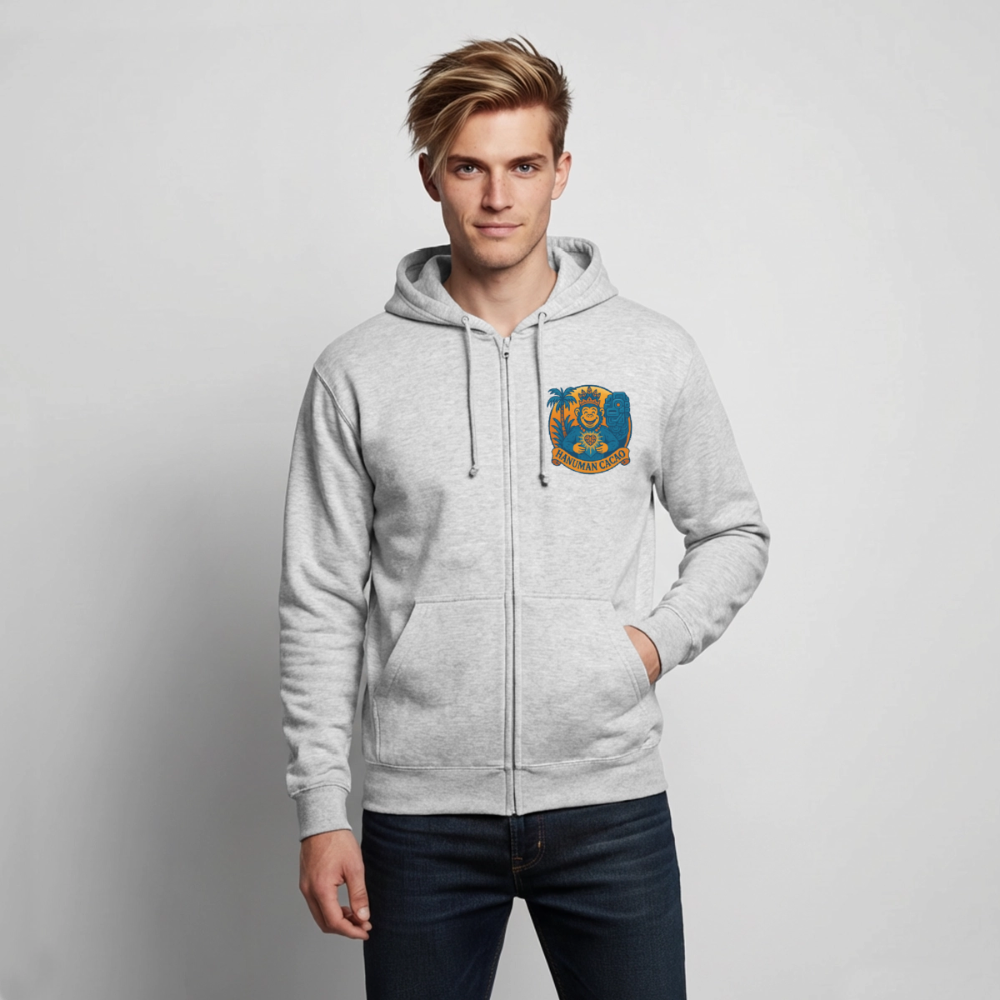 Unisex Hooded Jacket Classic Hanuman Logo - light heather grey