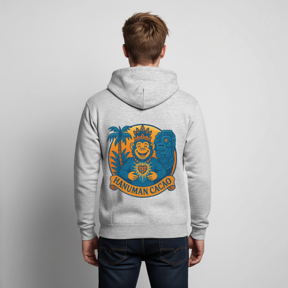 Unisex Hooded Jacket Classic Hanuman Logo - light heather grey