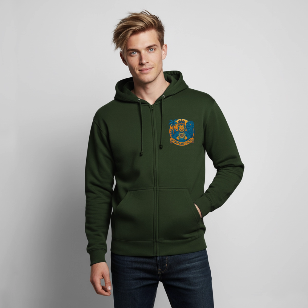 Unisex Hooded Jacket Classic Hanuman Logo - forest green