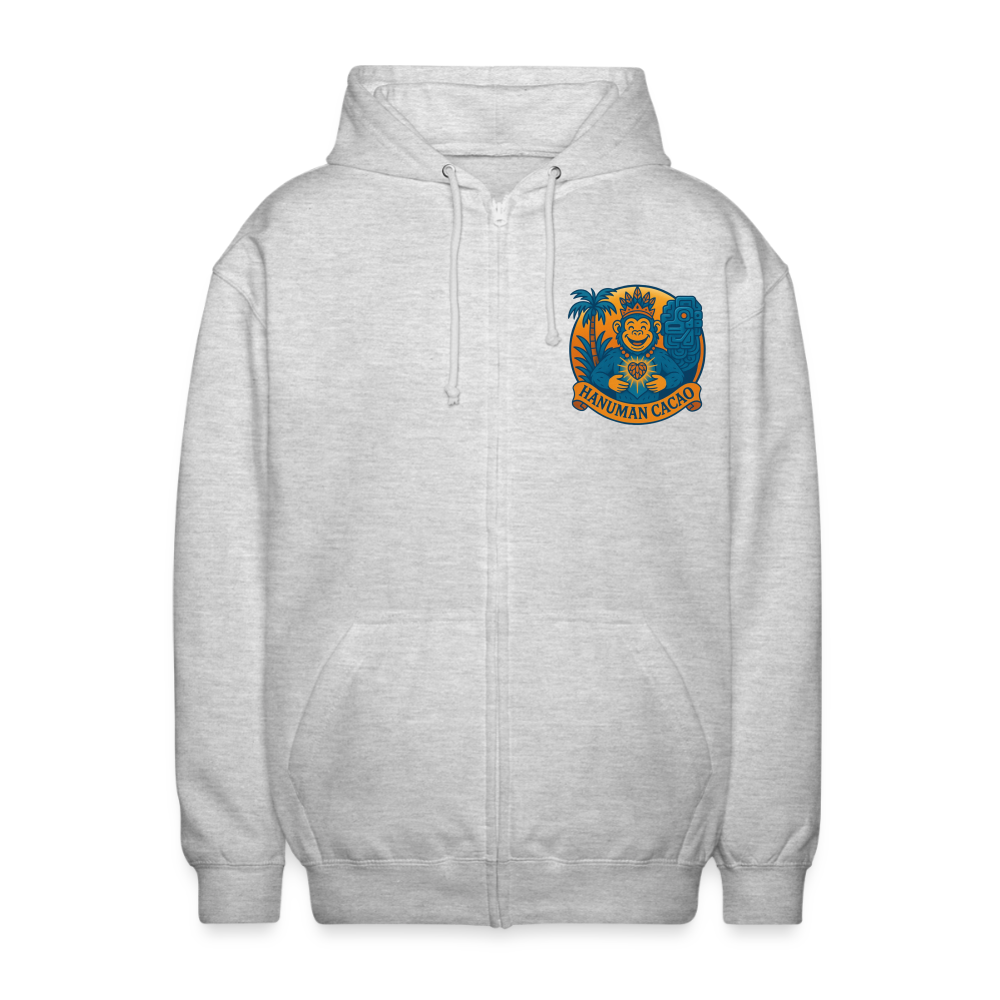Unisex Hooded Jacket Classic Hanuman Logo - light heather grey